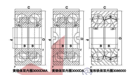 Double inner ring double row angular contact ball bearing
