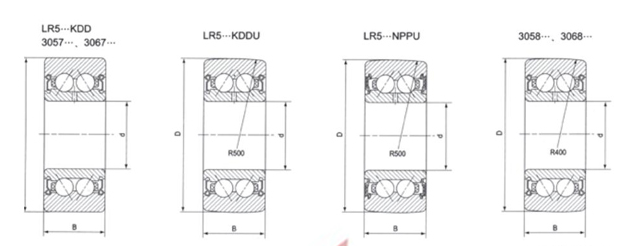 Roller double row angular contact ball bearings LR52 LR53 (3057, 3067, 3058, 3068) series